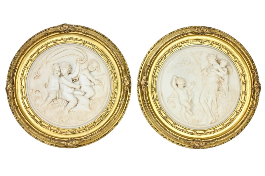 PAIR VINTAGE RESIN RELIEF CAMEO