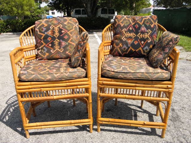Pair vintage Thomasville bamboo