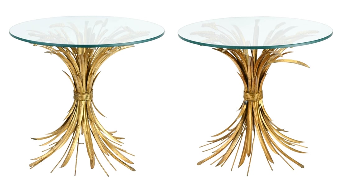 PAIR VINTAGE WHEAT SHEAF TOLE &