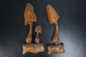 PAIR VINTAGE WOODEN MUSHROOM S