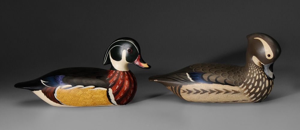 Pair Virgil Lashbrook Decoys Wood