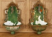 PAIR WALL MOUNTED CAST IRON FO