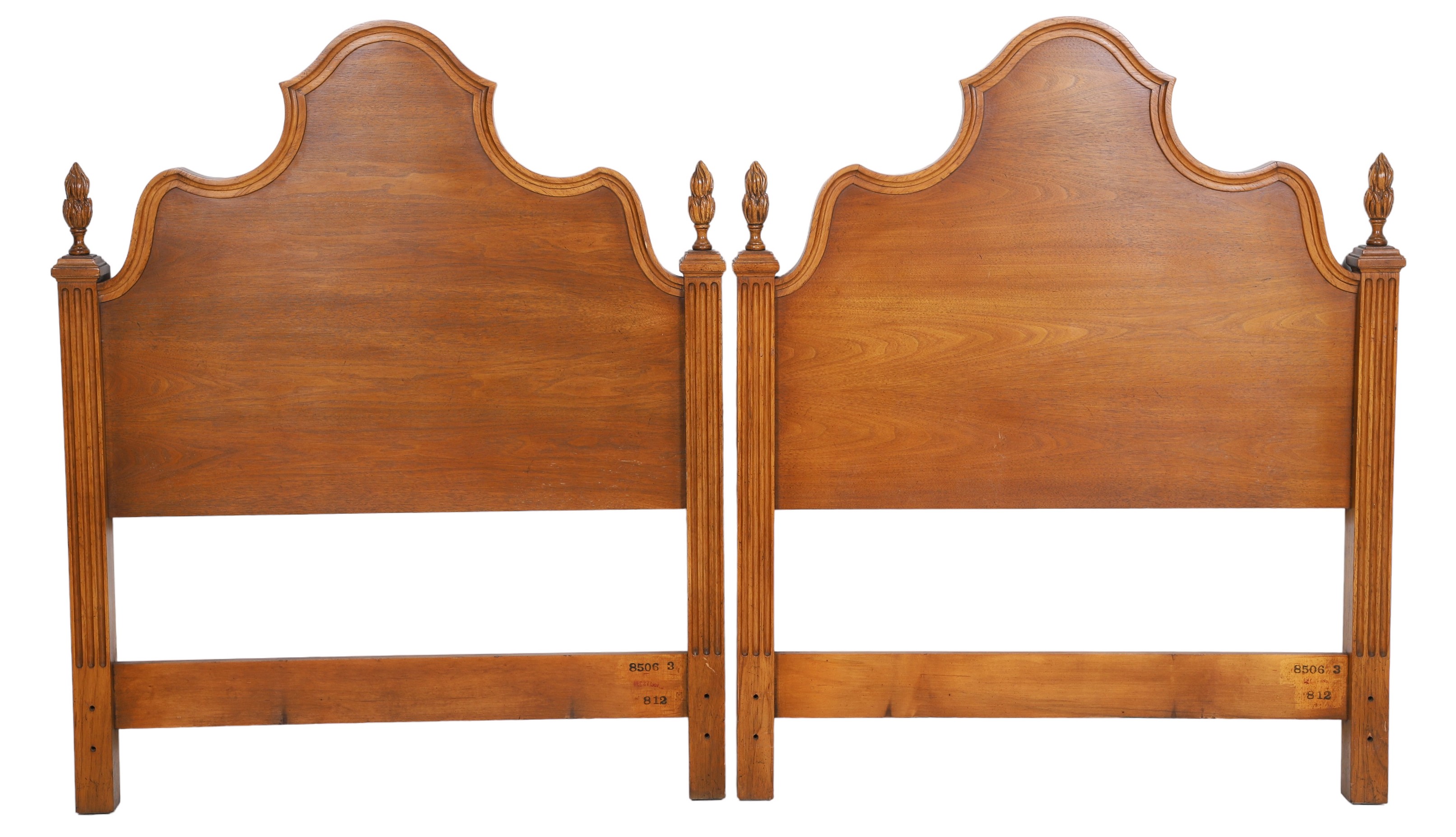 Pair walnut carved twin size