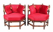 Pair Walnut finished hexagonal
