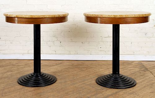 PAIR WALNUT ITALIAN CAFE TABLES