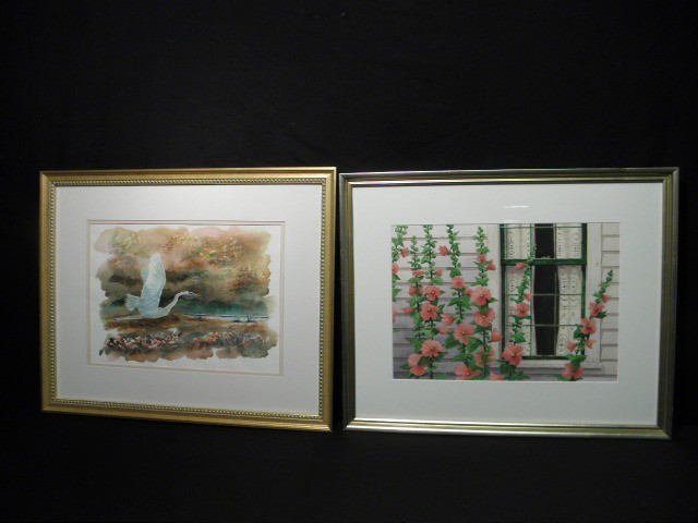 Pair watercolor paintings; one by