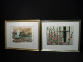 Pair watercolor paintings; one