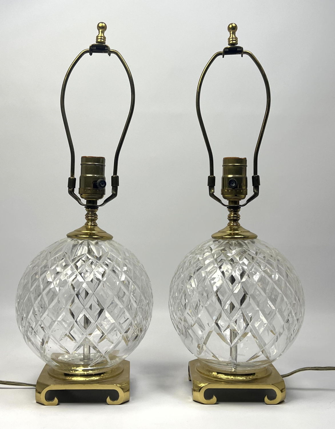 Pair Waterford Ball Form Table