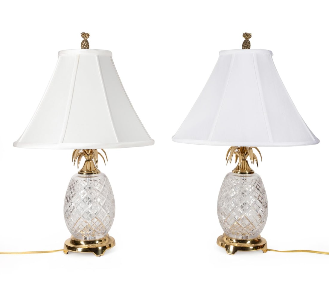 PAIR WATERFORD CRYSTAL PINEAPPLE