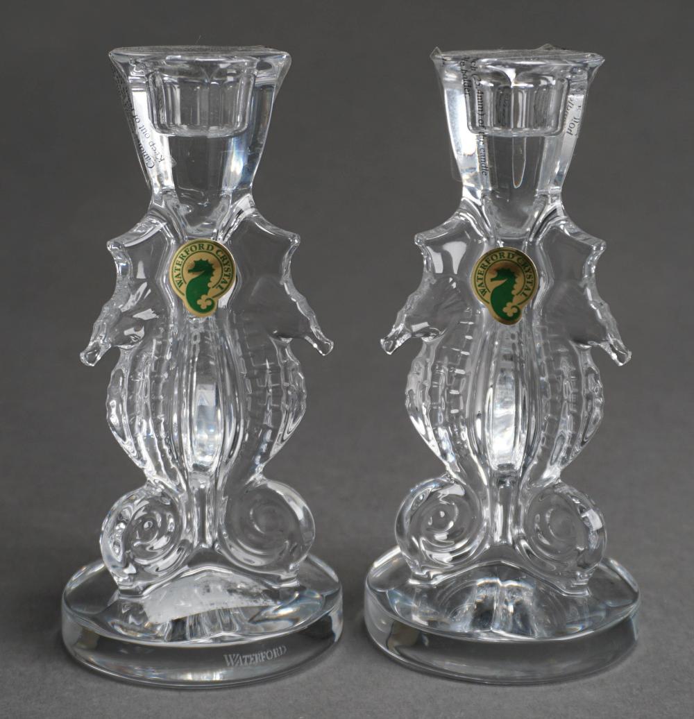 PAIR WATERFORD CRYSTAL SEAHORSE