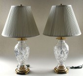 PAIR WATERFORD CRYSTAL TABLE L