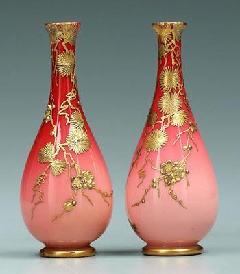 Pair Webb peachblow vases: glossy