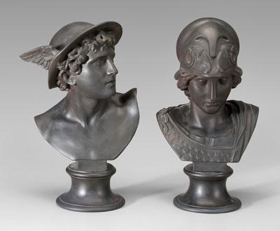 Pair Wedgwood black basalt busts: