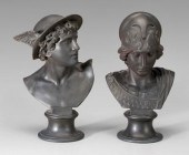 Pair Wedgwood black basalt bus