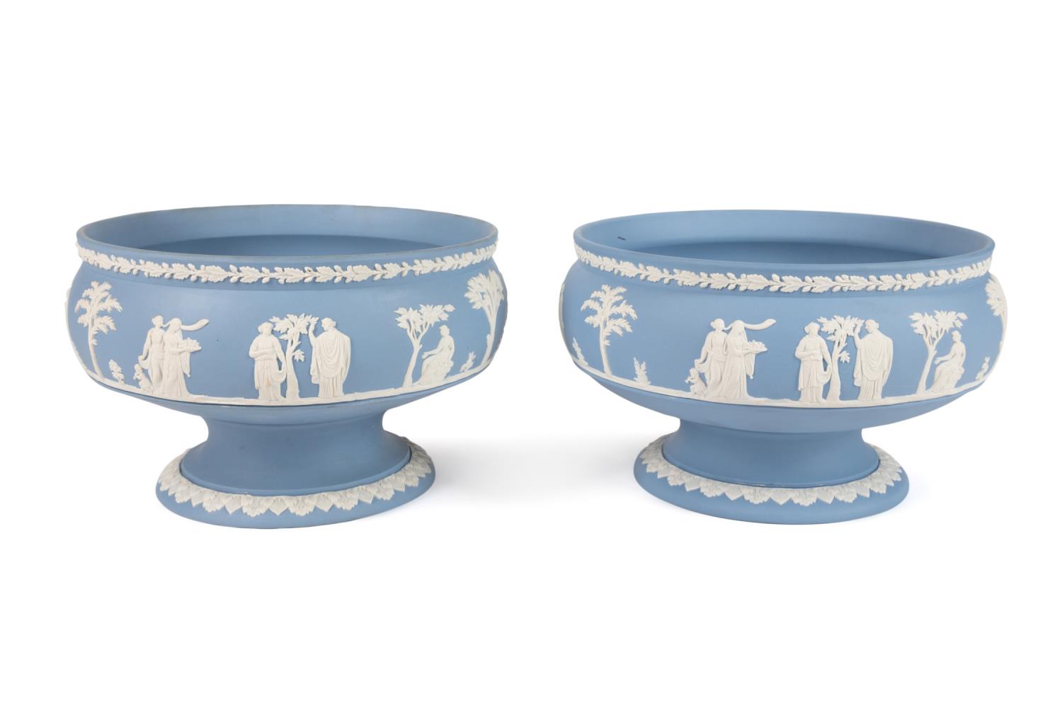 PAIR WEDGWOOD BLUE JASPERWARE