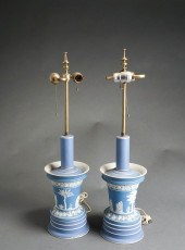 PAIR WEDGWOOD BLUE JASPERWARE