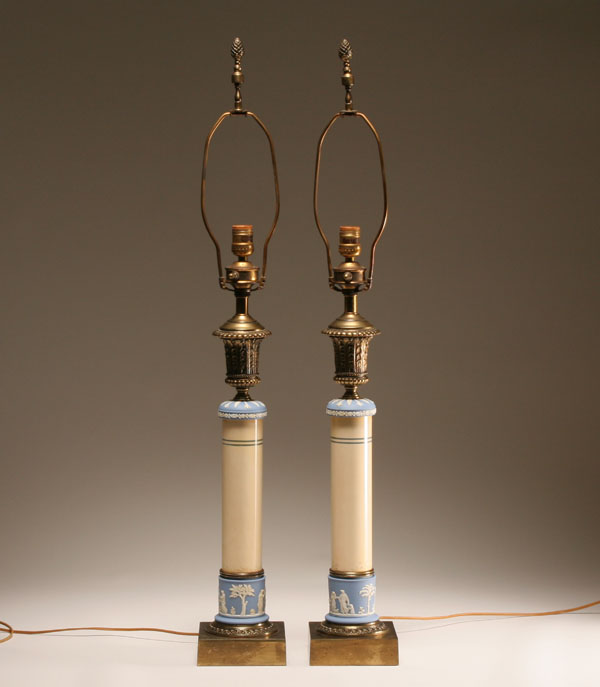 Pair Wedgwood jasperware brass