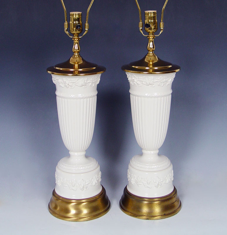 PAIR WEDGWOOD QUEENSWARE LAMPS:
