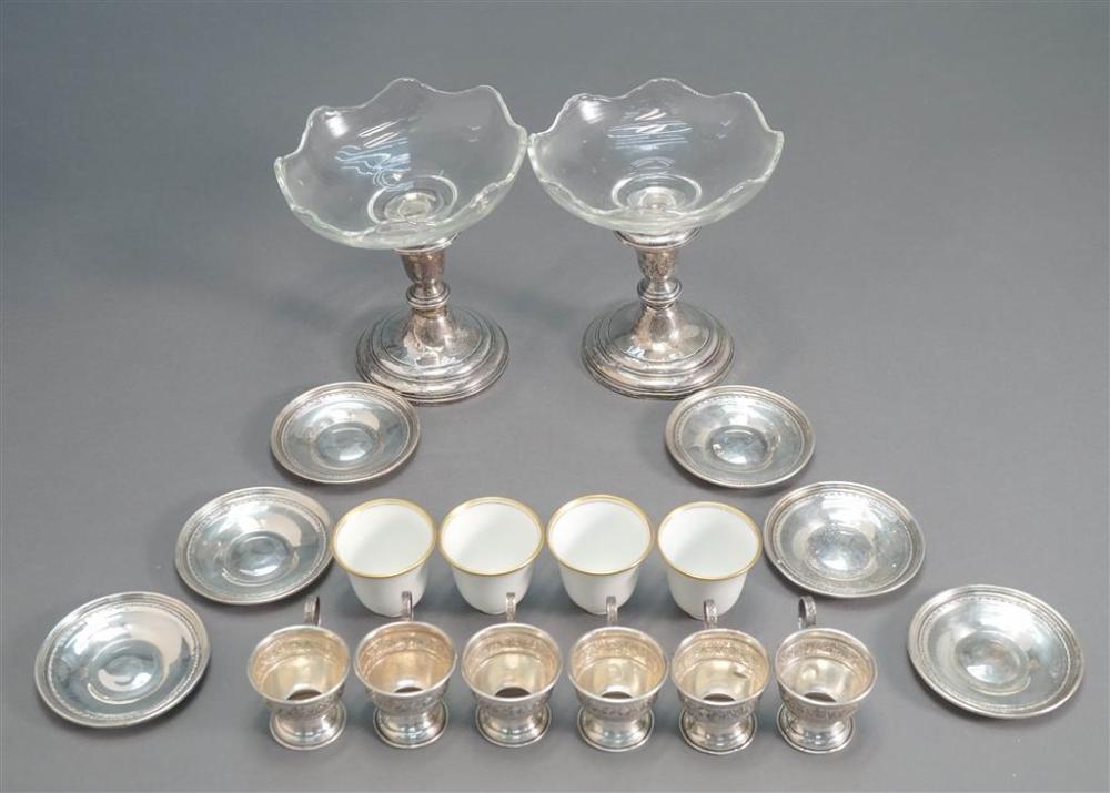 PAIR WEIGHTED STERLING AND GLASS