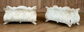 PAIR WHITE CAST IRON BOMBE FOR