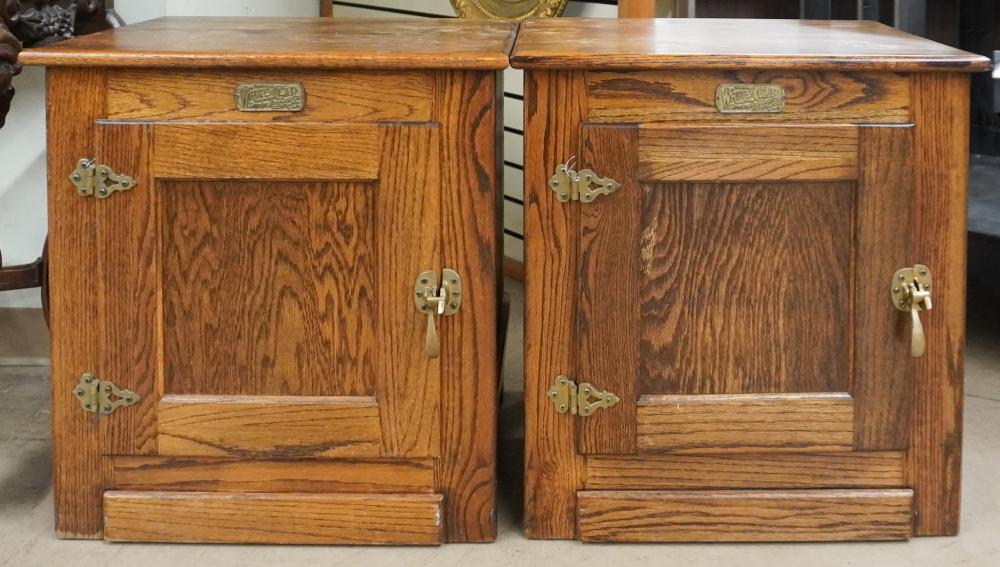 PAIR WHITE CLAD MISSION STYLE OAK