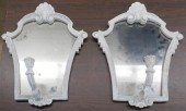 PAIR WHITE ENAMEL DECORATED MI