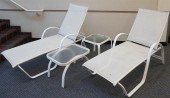 PAIR WHITE ENAMEL METAL CHAISE