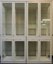 PAIR WHITE FINISHED THREE-SHEL