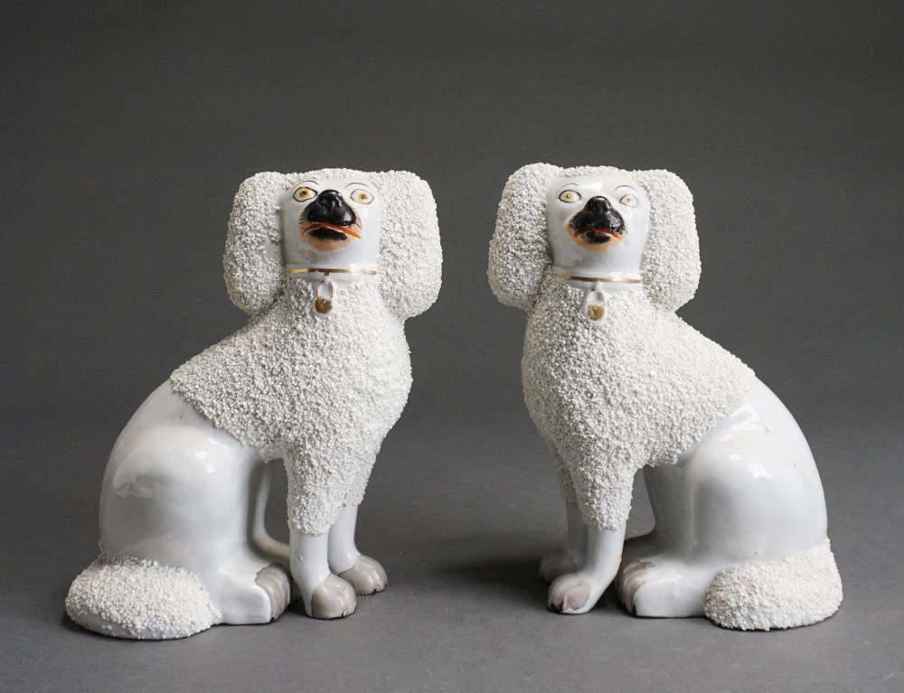 PAIR WHITE GLAZED CERAMIC FIGURES