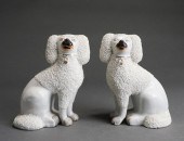 PAIR WHITE GLAZED CERAMIC FIGU