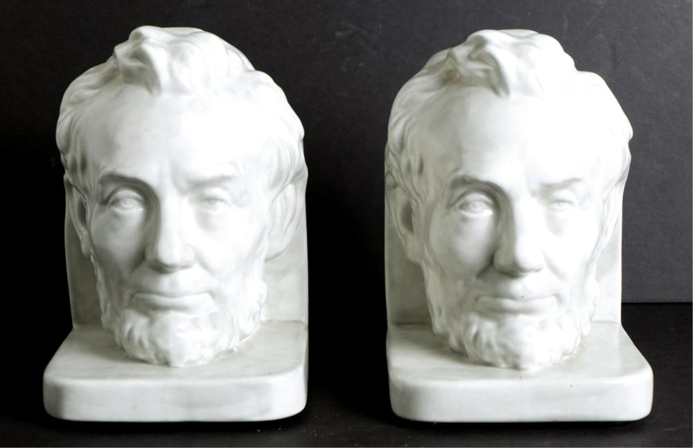 PAIR, WHITE GLAZED CERAMIC