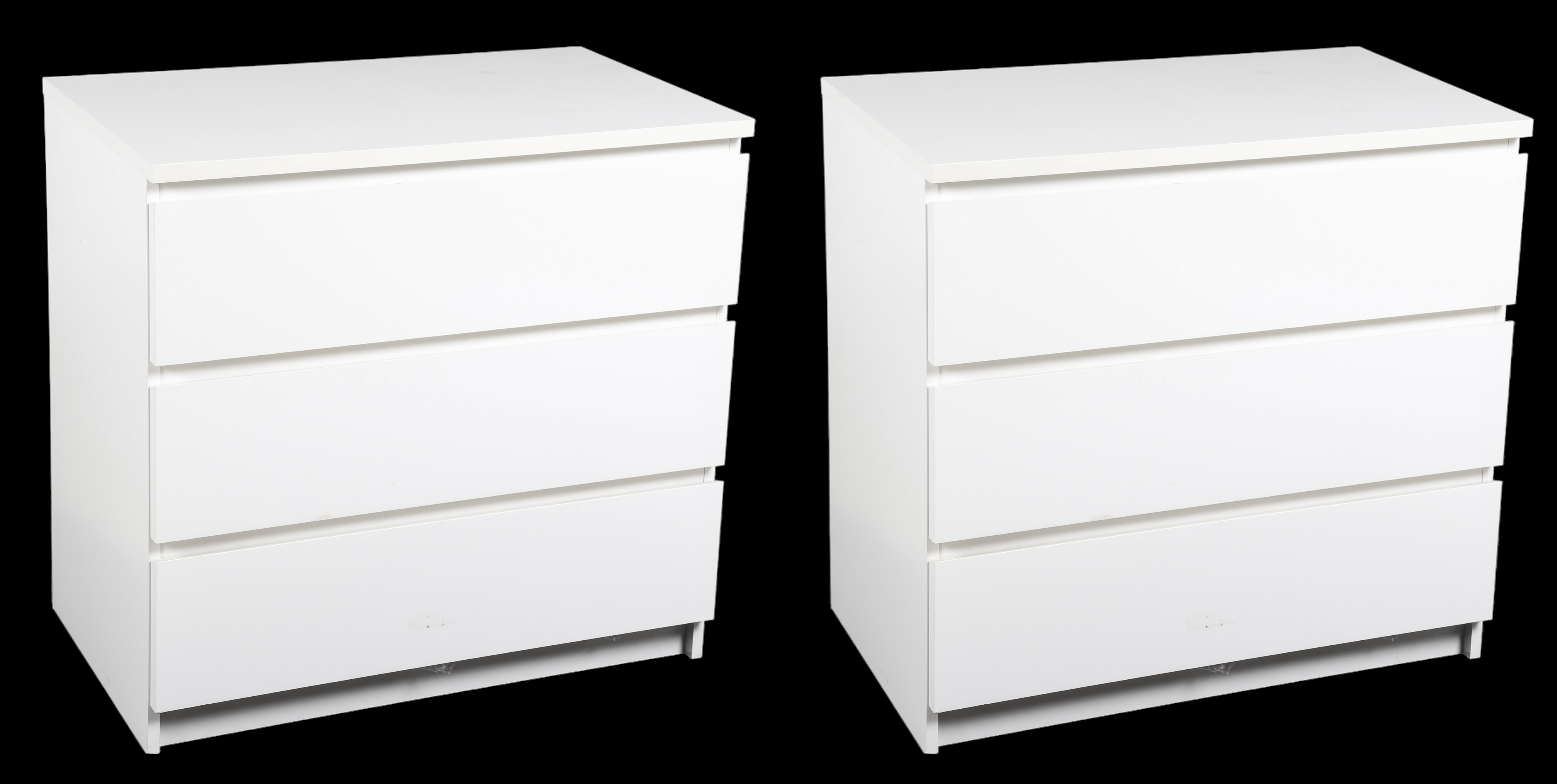Pair white laminate chests of