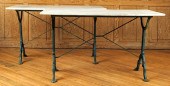 PAIR WHITE MARBLE BISTRO TABLE