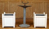 PAIR WHITE WOOD PLANTERS AND T