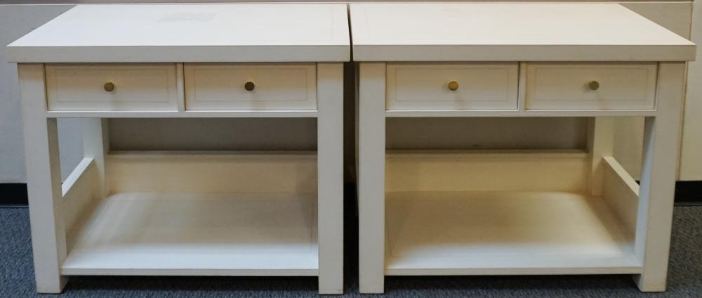 PAIR WHITEWASHED SOFA TABLES, 32
