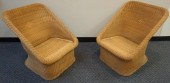 PAIR WICKER ARMCHAIRS, H: 30-3