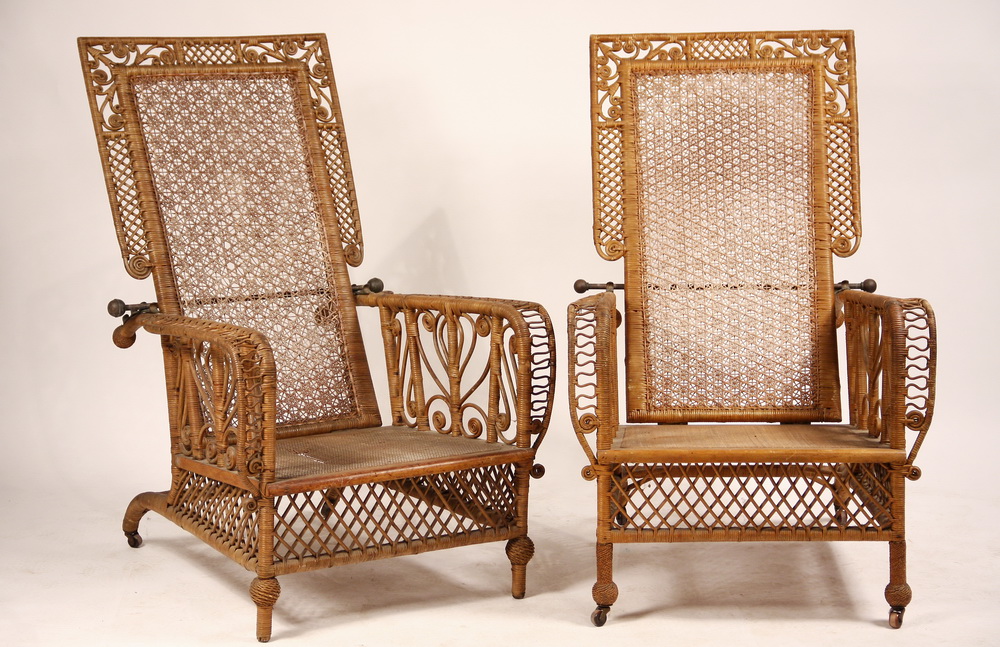 PAIR WICKER MORRIS CHAIRS - Circa