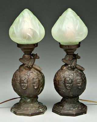 Pair Wiley Post, Will Rogers lamps: