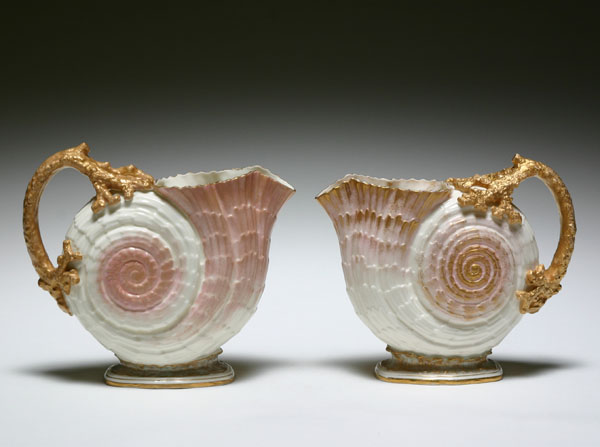 Pair Willets Belleek nautilus