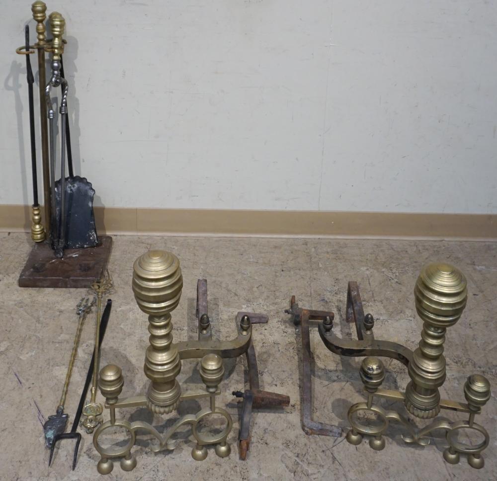 PAIR WILLIAM IV BRASS HAND IRONS,