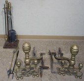 PAIR WILLIAM IV BRASS HAND IRO