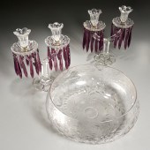 PAIR WILLIAM IV CUT GLASS CAND