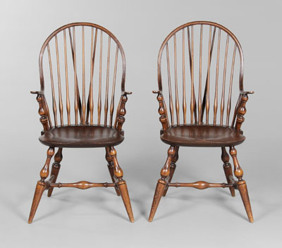 Pair Windsor Style Armchairs