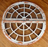 PAIR WOOD TRANSOM WINDOWS BEVE