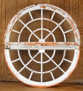 PAIR WOOD TRANSOM WINDOWS WITH