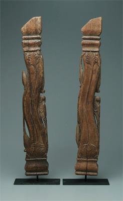 Pair wooden architectural elements: