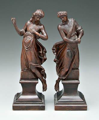 Pair wooden creche figures: both in