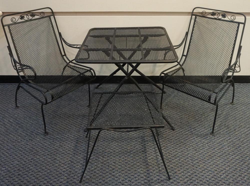 PAIR WROUGHT IRON ARMCHAIRS,