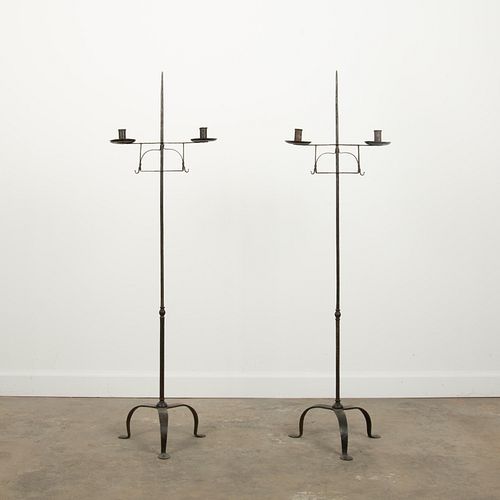 PAIR WROUGHT IRON CANDLE STAND