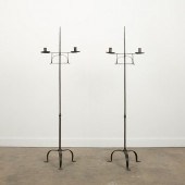 PAIR WROUGHT IRON CANDLE STAND